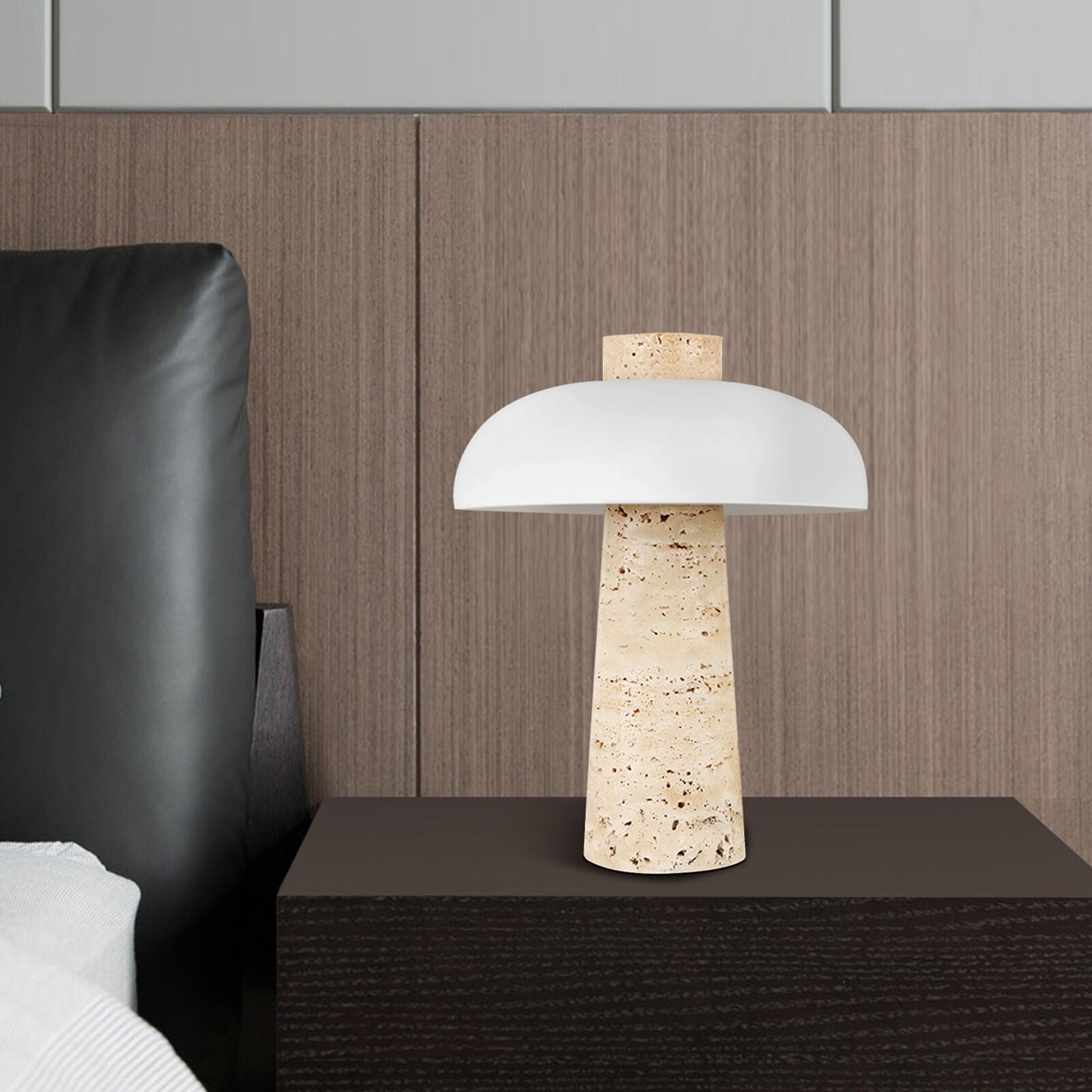 Salma Travertine Mushroom LED Table Lamp