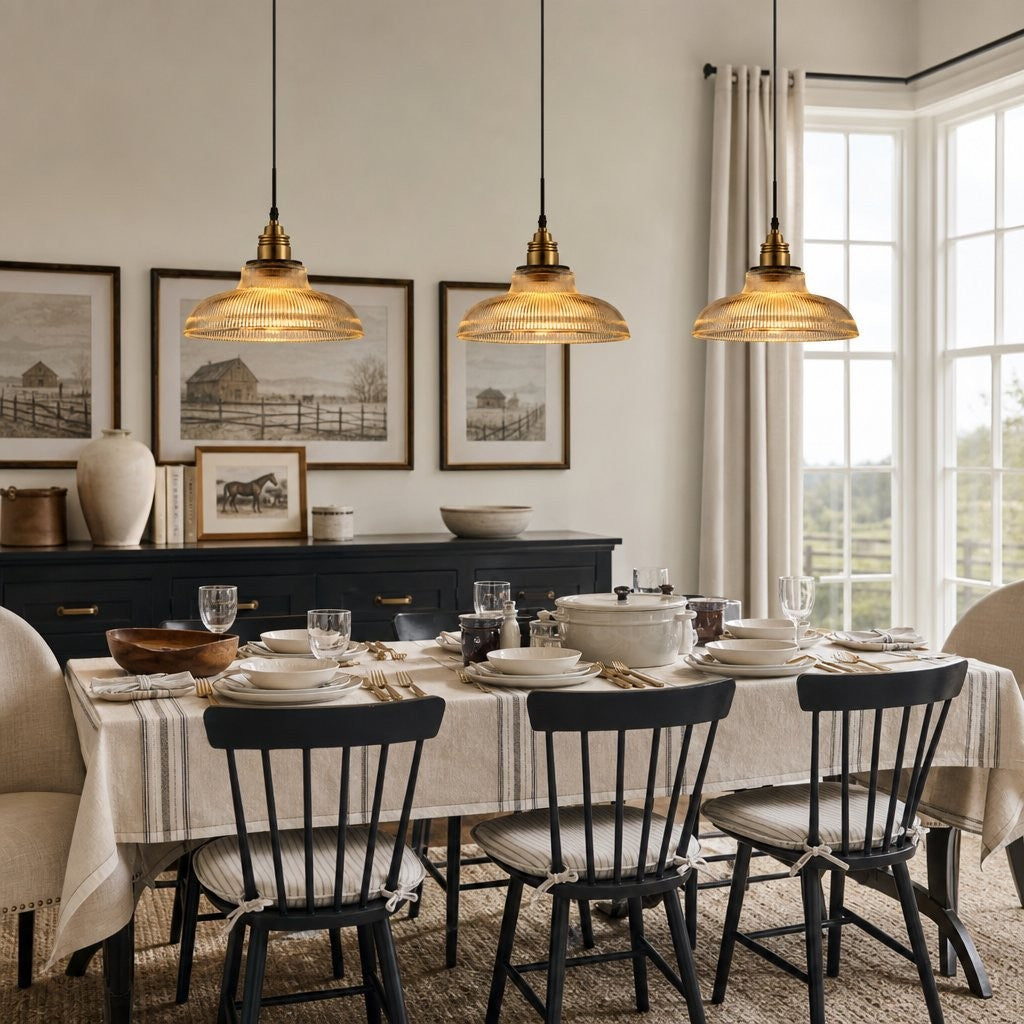 Aevia Vintage Transparent Striped Glass Pendant Light