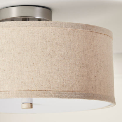 Octavian Brushed Nickel Linen Shade Ceiling Light