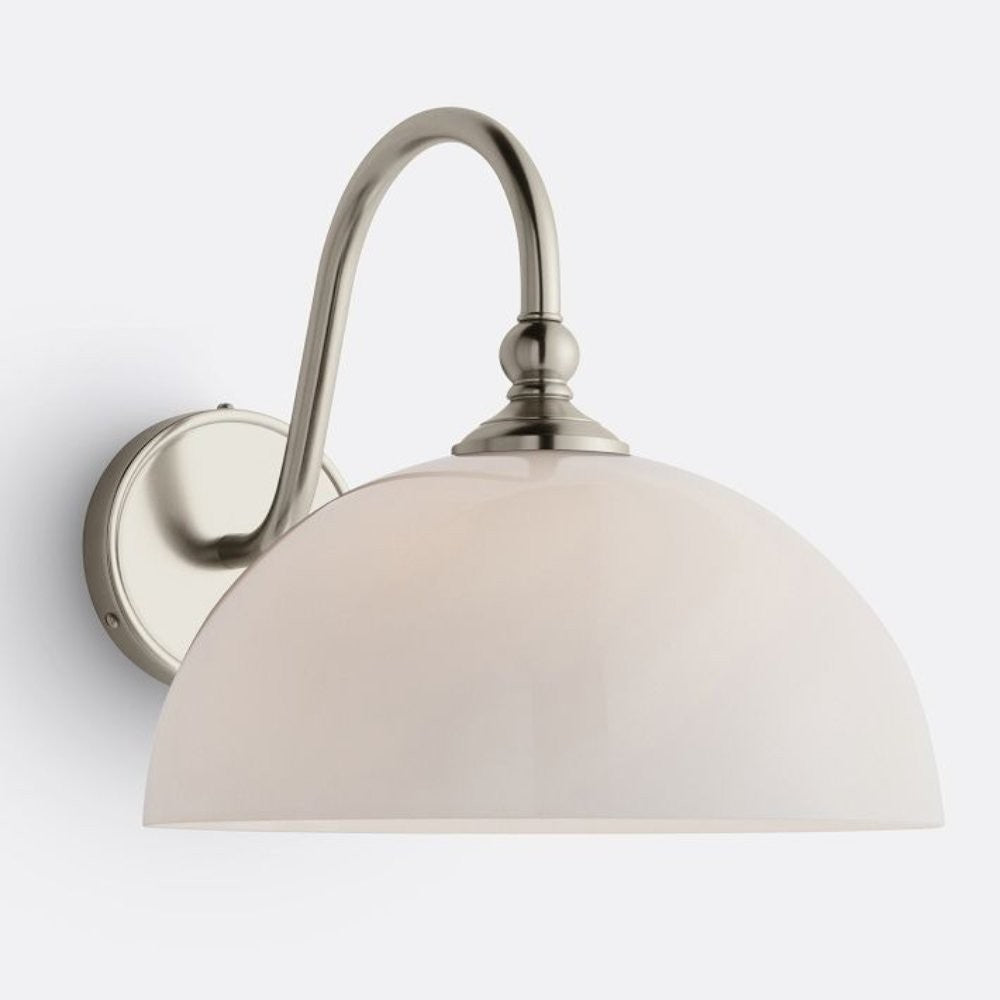 Cygnira Vintage Brass Glass Curved Neck Wall Light