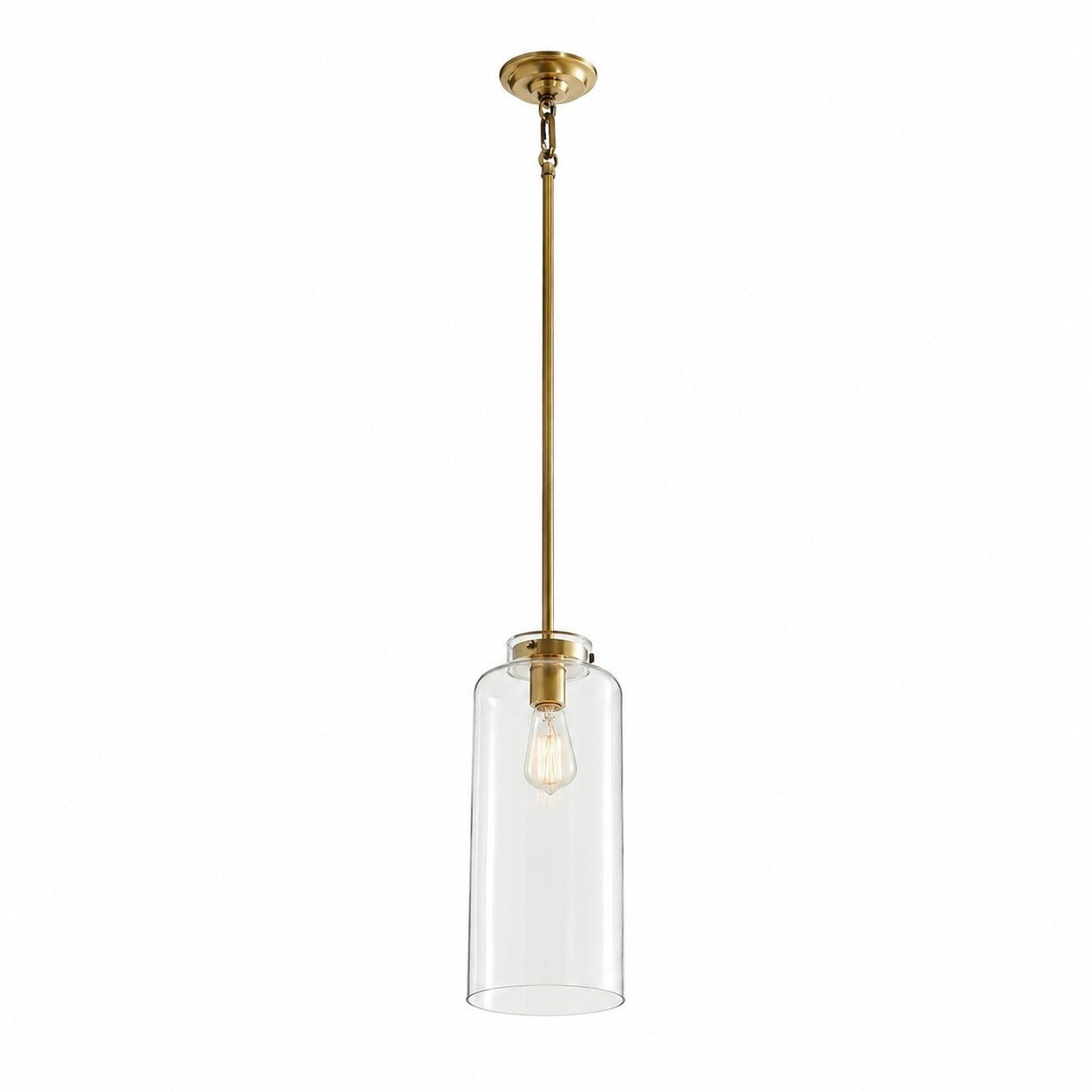 Mica Minimalist Brass Clear Glass Pendant Light