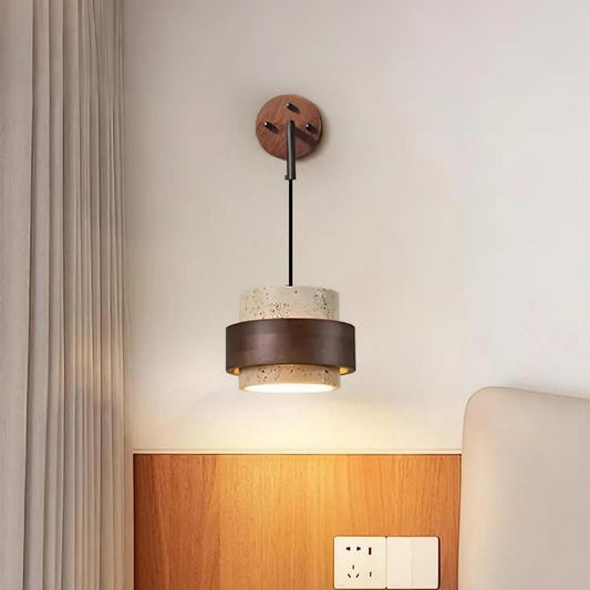 Timothy Wabi Sabi Natural Cylindrical Travertine Wall light