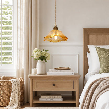 Brion Yellow Glass Flower Single Pendant Light