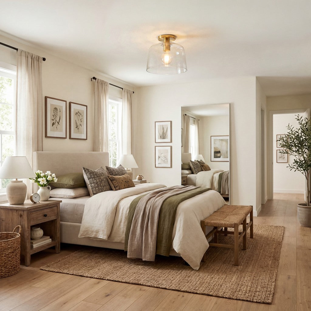 Hannahlee ‎Minimalist Glass Semi Flush Mount Ceiling Light