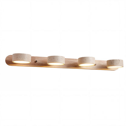 Benjamin Rustic Adjustable Travertine Wood Led Vanity Sconce