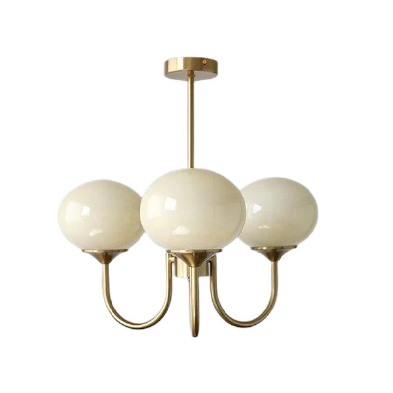 Bianca Colored Glass Shade Chandelier with Globes