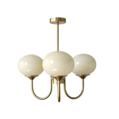 Bianca Colored Glass Shade Chandelier with Globes