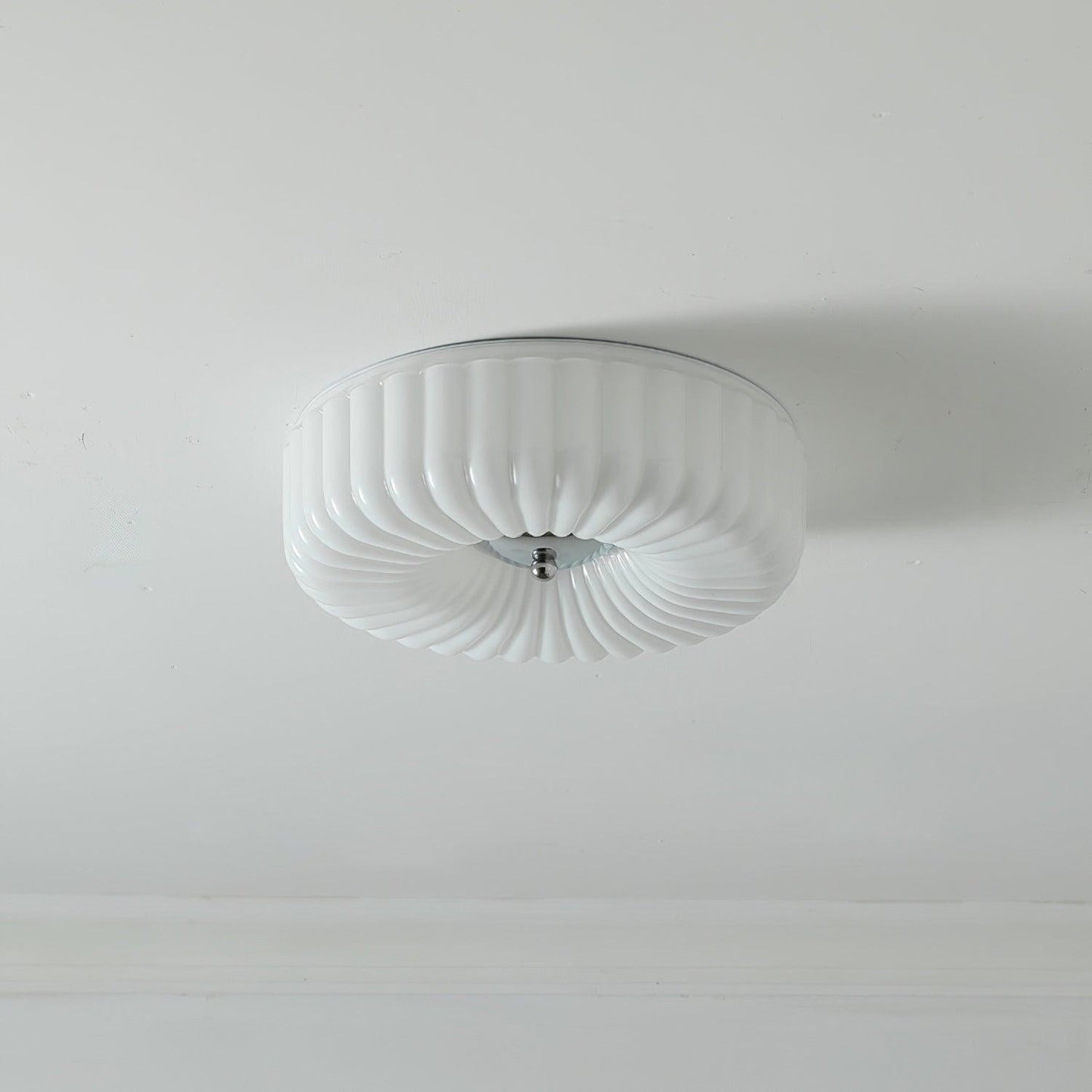 Prythos Cream Textured Glass Round Bauhaus Ceiling Light