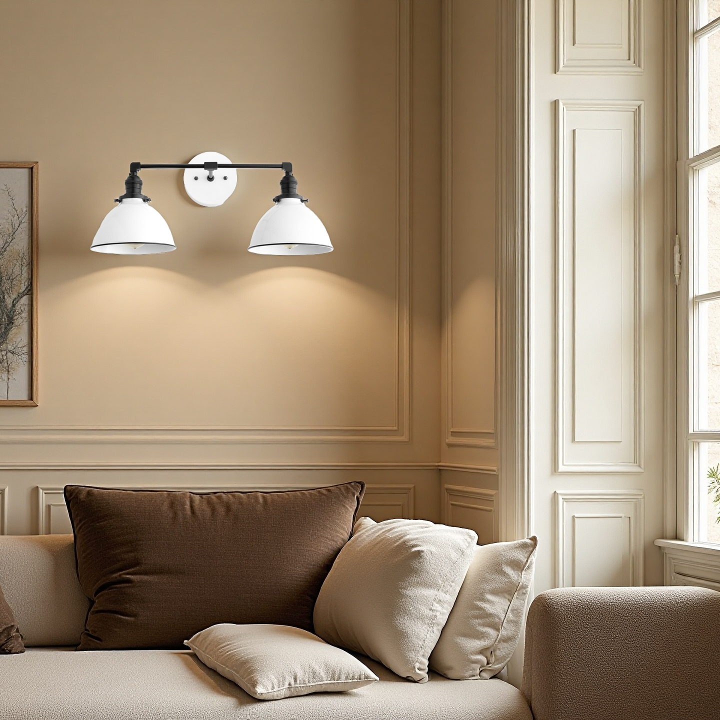 Amelia Farmhouse White Metal Dome Sconce