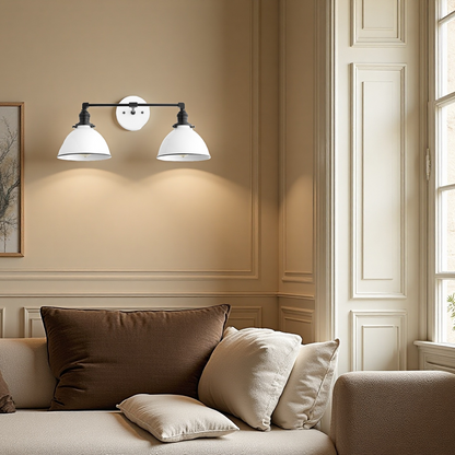 Amelia Farmhouse White Metal Dome Sconce