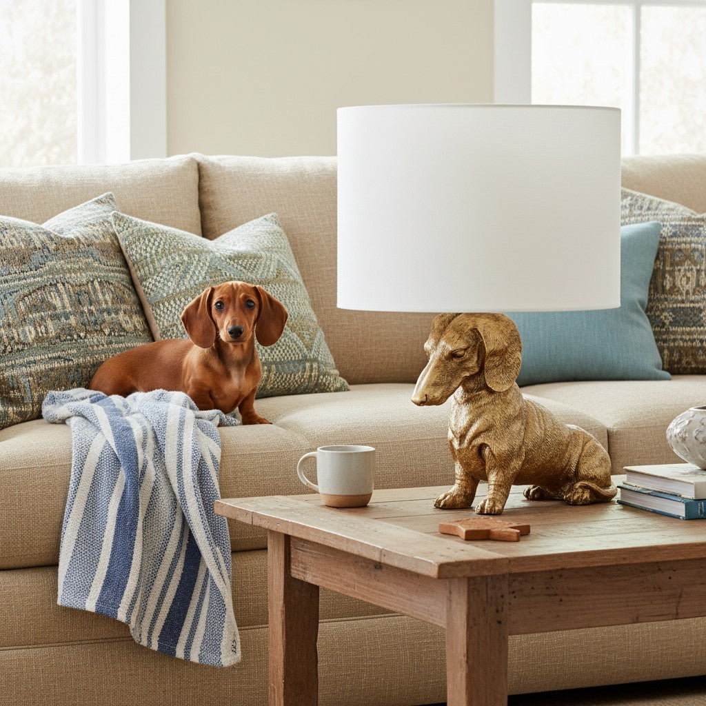 Aurea Unique Animal Table Lamp - Dog Sculptural Accent Lighting for Bedroom & Living Room