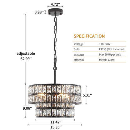Gracie Luxurious Double Drum Crystal Chandelier