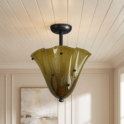 Catalina Contemporary Colored Glass Petal Fazzo Ceiling Light
