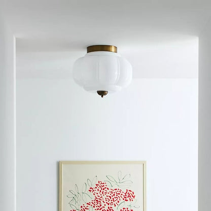 Ozita Retro Milk Glass Semi Flush Mount Eloise Ceiling Light