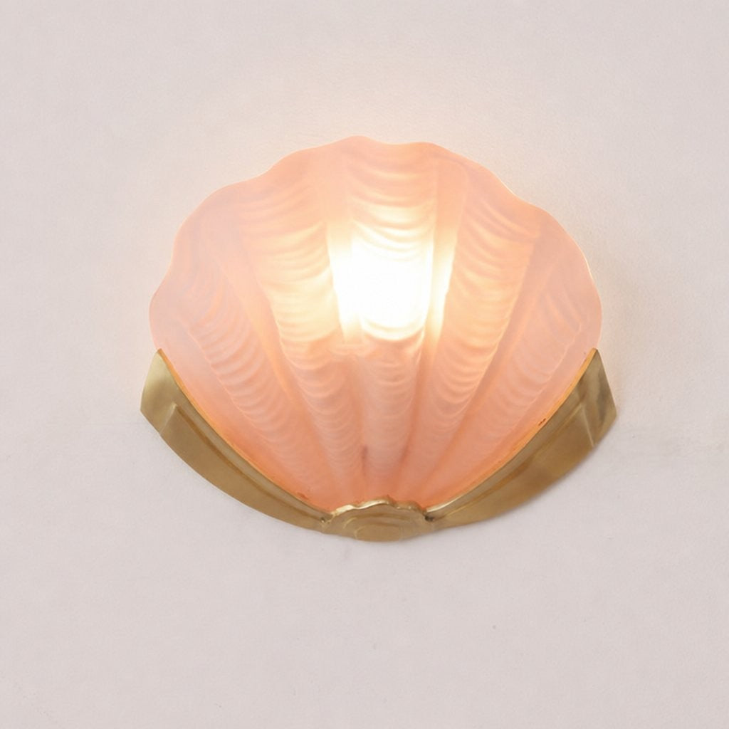 Keaton Modern Art Deco Brass Glass Seashell Wall Sconce