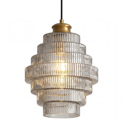 Kaelyn Bottle Shade Stained Striped Glass Pendant Light