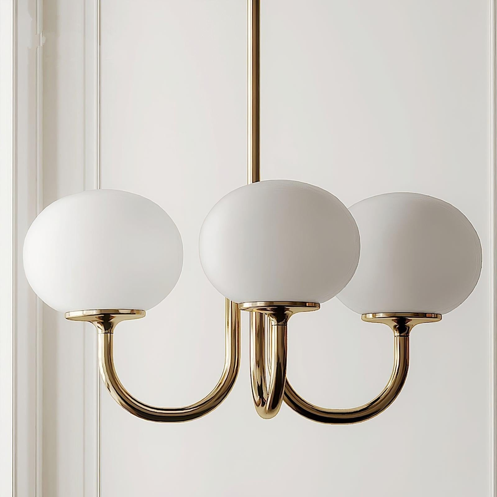 Bianca Colored Glass Shade Chandelier with Globes
