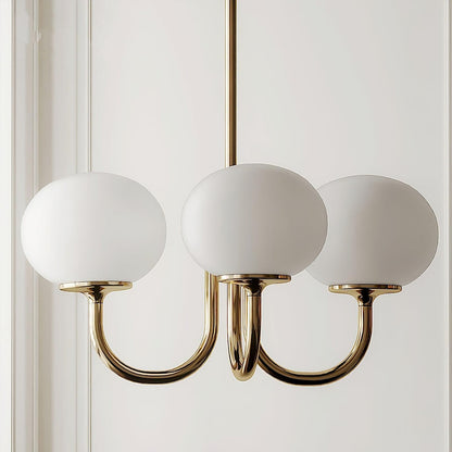 Bianca Colored Glass Shade Chandelier with Globes