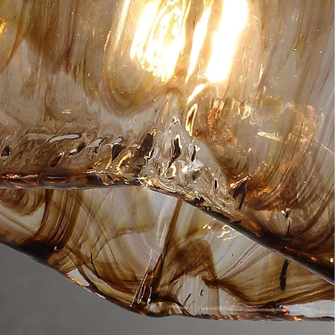 Cyralix Brass Coffee Water Ripple Glass Pendant Light