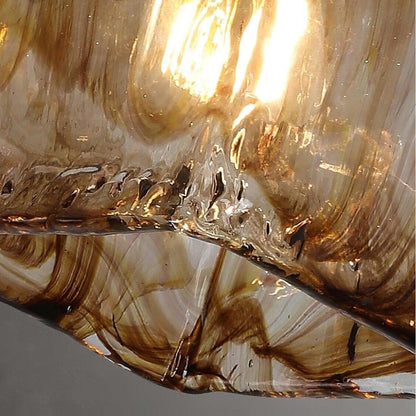 Cyralix Brass Coffee Water Ripple Glass Pendant Light
