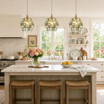 Viviana French Country Glass Petal Pendant Lights
