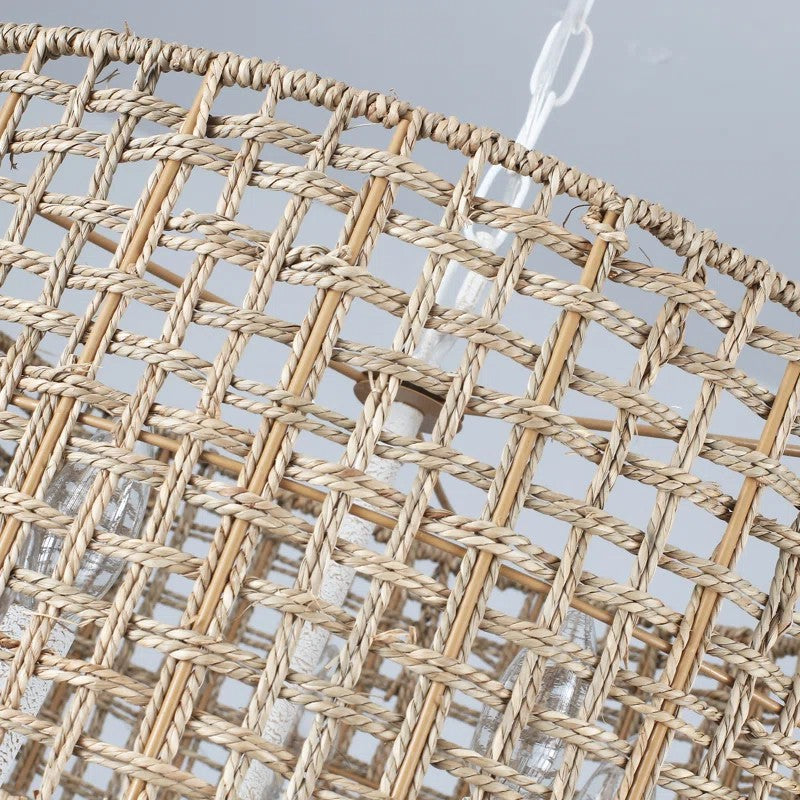 Arlo Bohemian 5 Light Natural Rattan Drum Chandelier