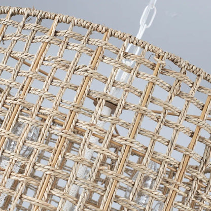 Arlo Bohemian 5 Light Natural Rattan Drum Chandelier