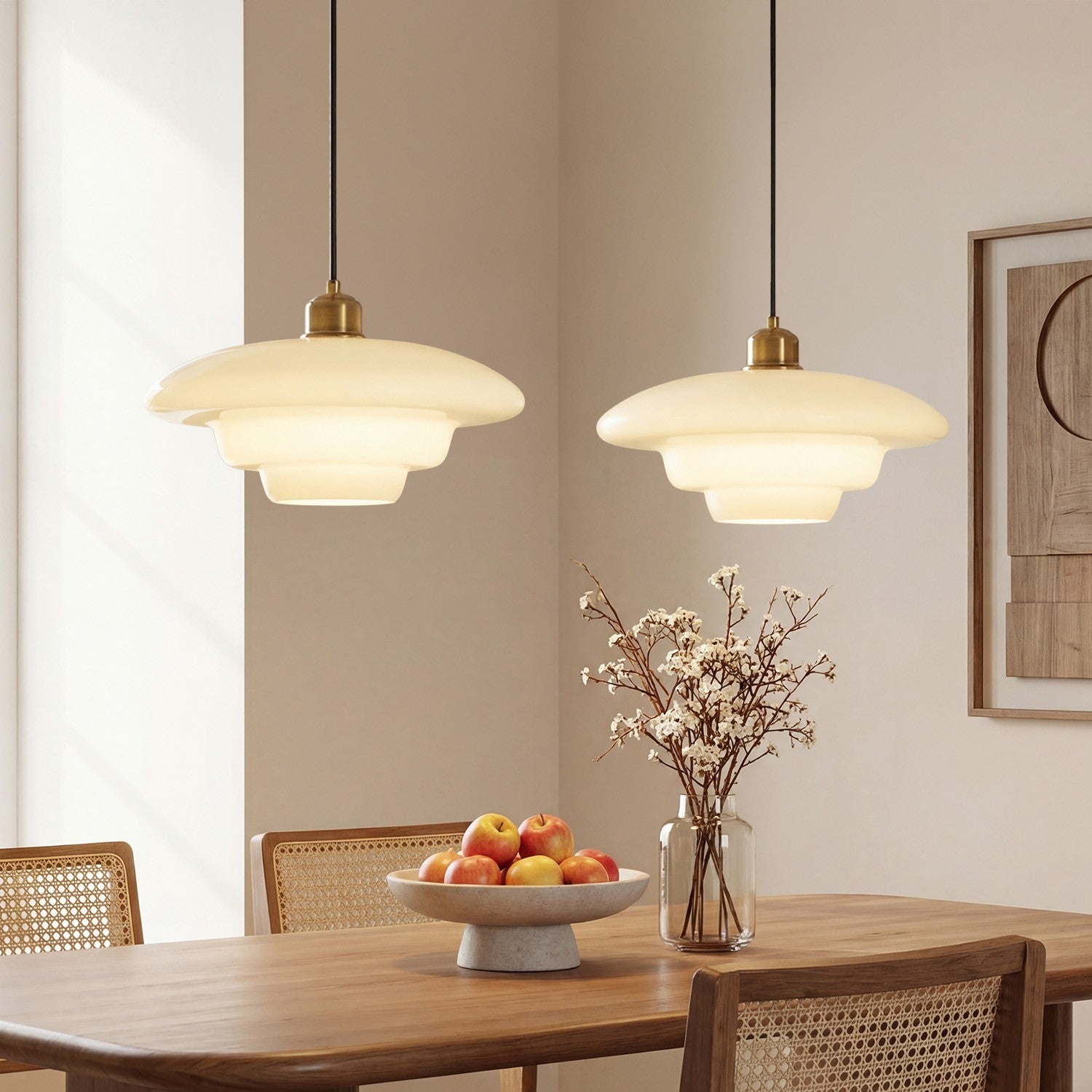 Ritika Vintage Art Cream Multi-Shape Glass Pendant Light