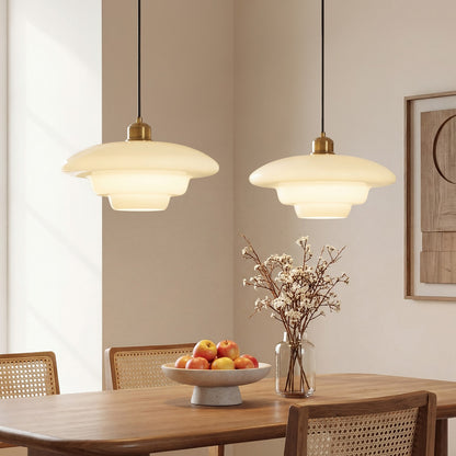 Ritika Vintage Art Cream Multi-Shape Glass Pendant Light