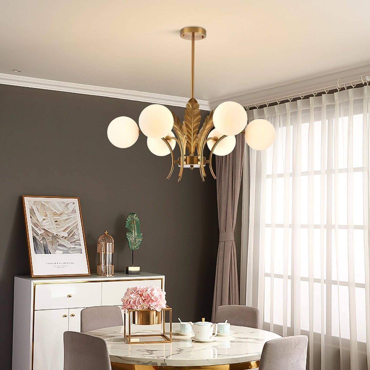 Zephyr Luxury 6-Lights Globe Glass Chandelier