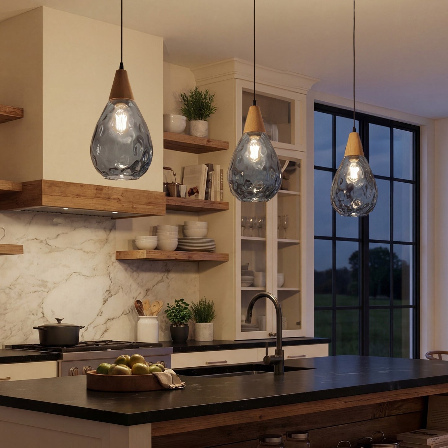 Uranix Cone Shape Water Ripple Glass Pendant Light