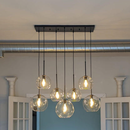Kymar Mid Century 7-Lights Linear Cluster Globe Pendant Light