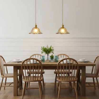 Nyxalis Vintage Brass Glass Pendant Light