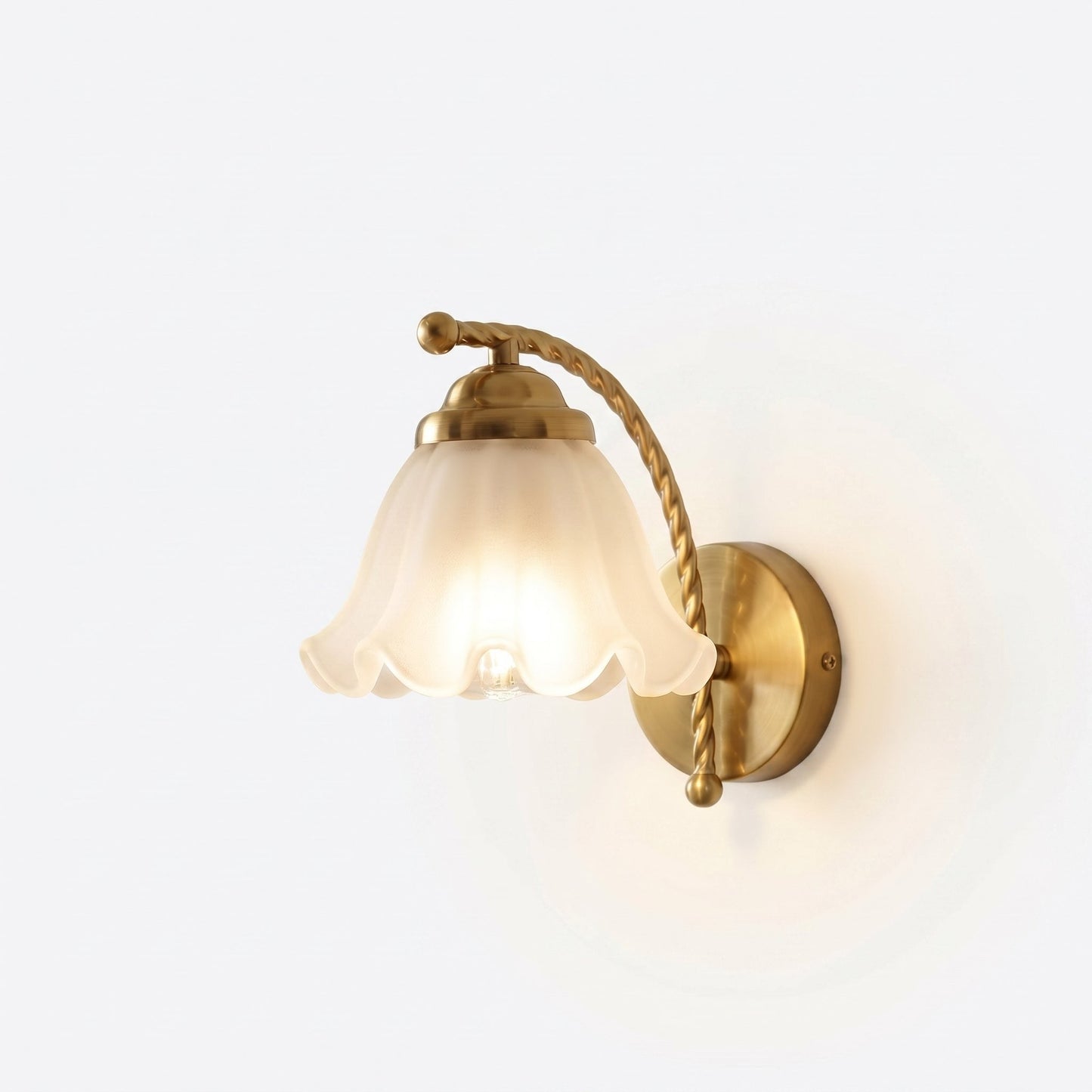 Hewitt Vintage Brass Floral Glass Wall Sconce
