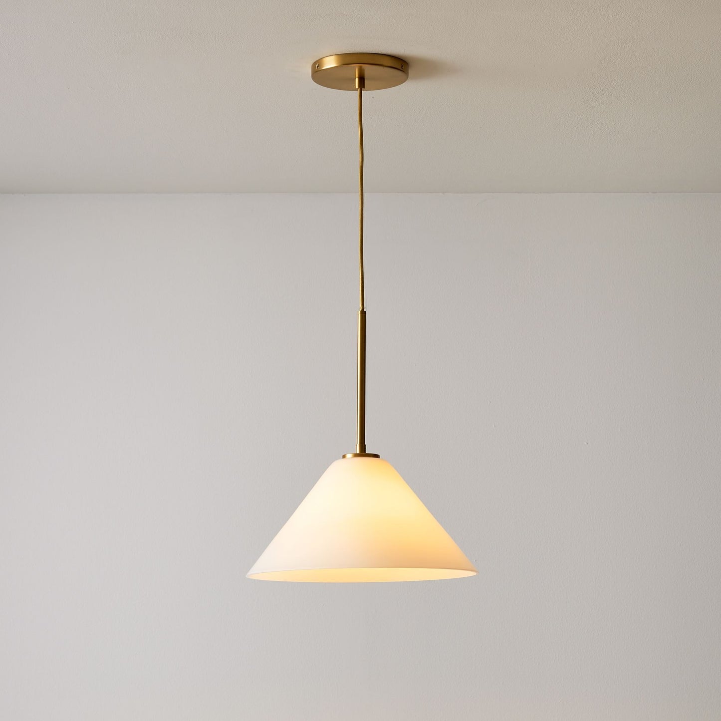 Nori Minimalist Brass Glass Cone Pendant Light