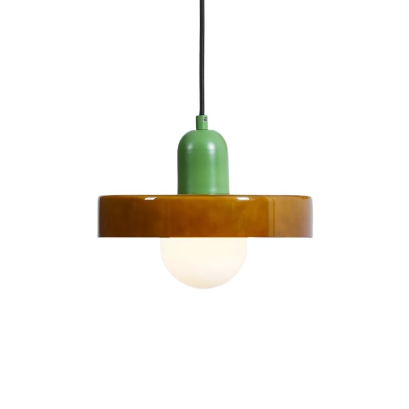 Xanadu Bauhaus Stained Glass Disc Pendant Light
