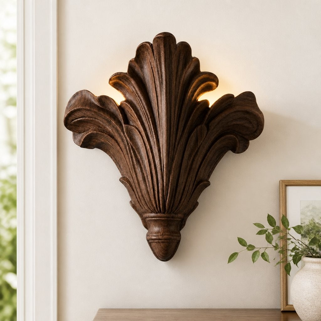 Brinley French Mid-century Resin Scallop Wall Sconce