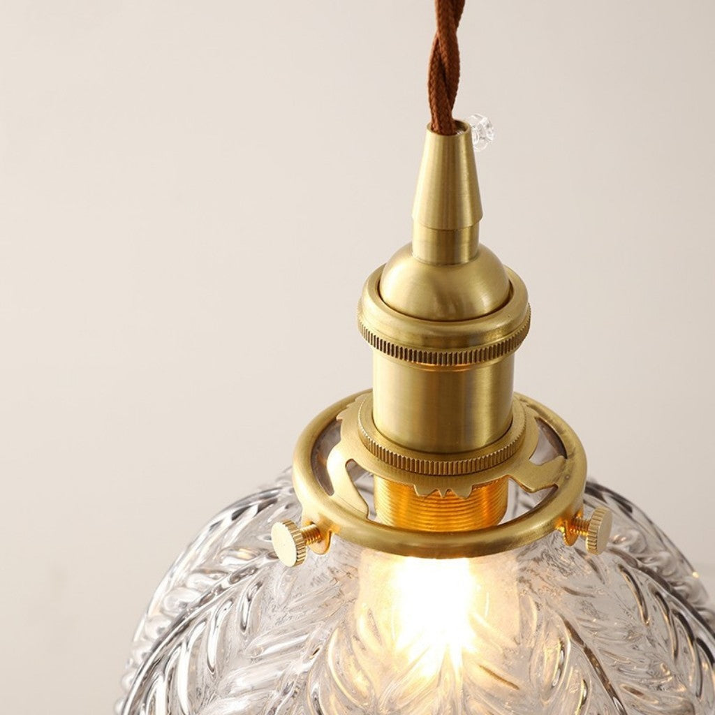 Logana Vintage Feather Texture Glass Globe Pendant Light