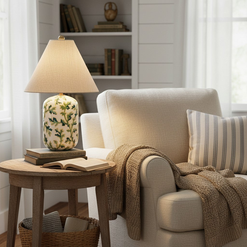 Thalira Vintage Ceramic Linen Table Lamp