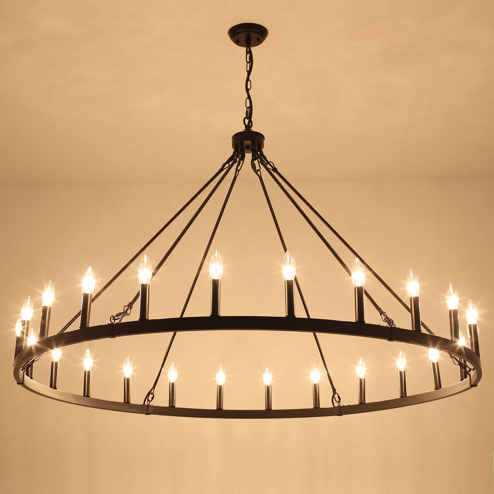 Raeth Farmhouse 24 Lights Wagon Wheel Candle Style Chandelier