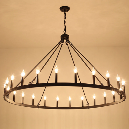 Raeth Farmhouse 24 Lights Wagon Wheel Candle Style Chandelier