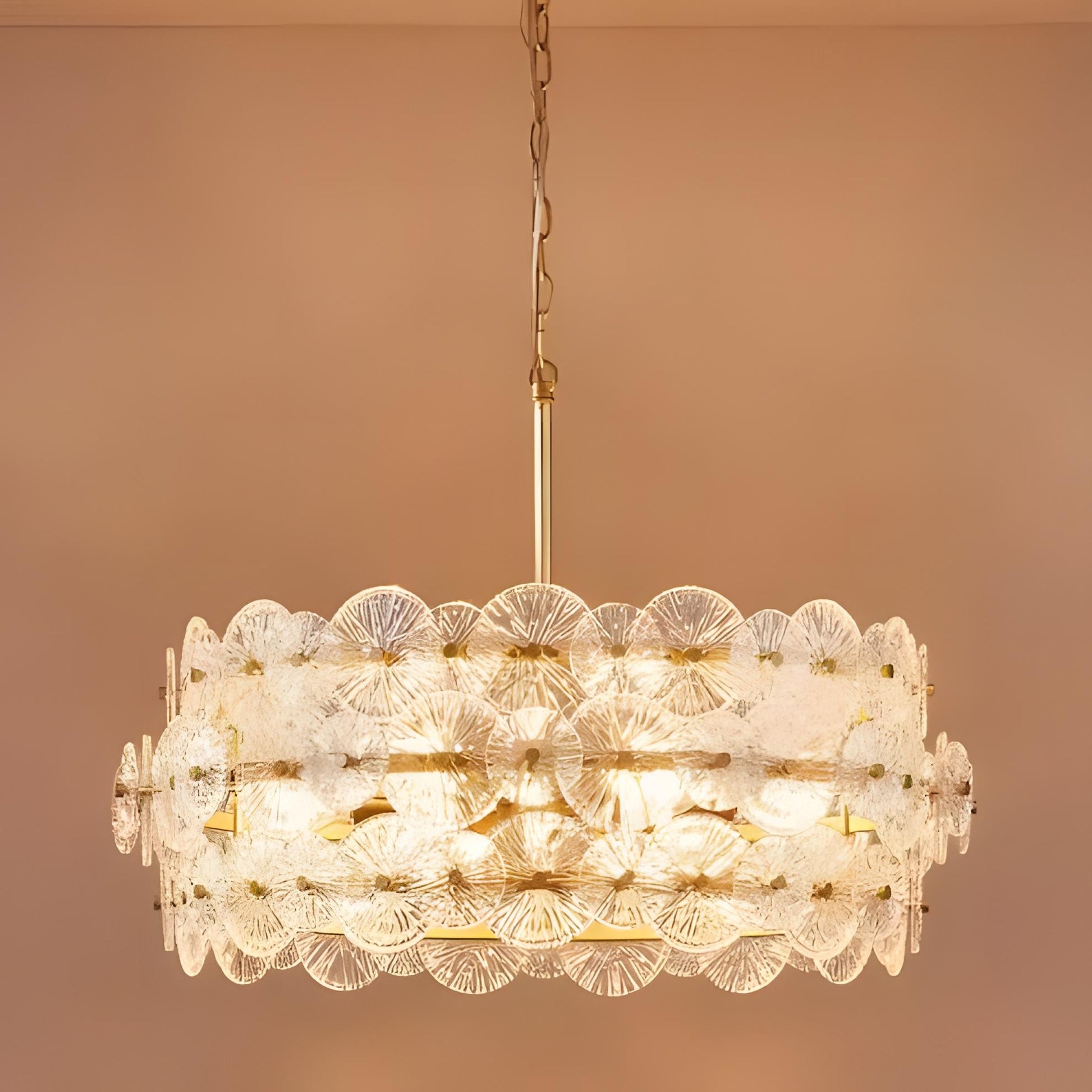 AuroraLux Gold-leaf Round Glass Chandelier