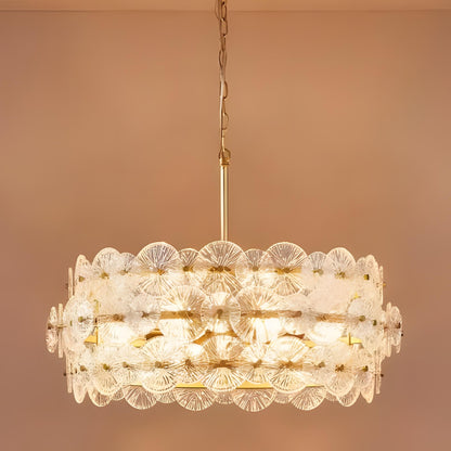 AuroraLux Gold-leaf Round Glass Chandelier