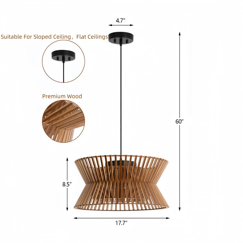 Freja Boho Wood Drum Chandelier