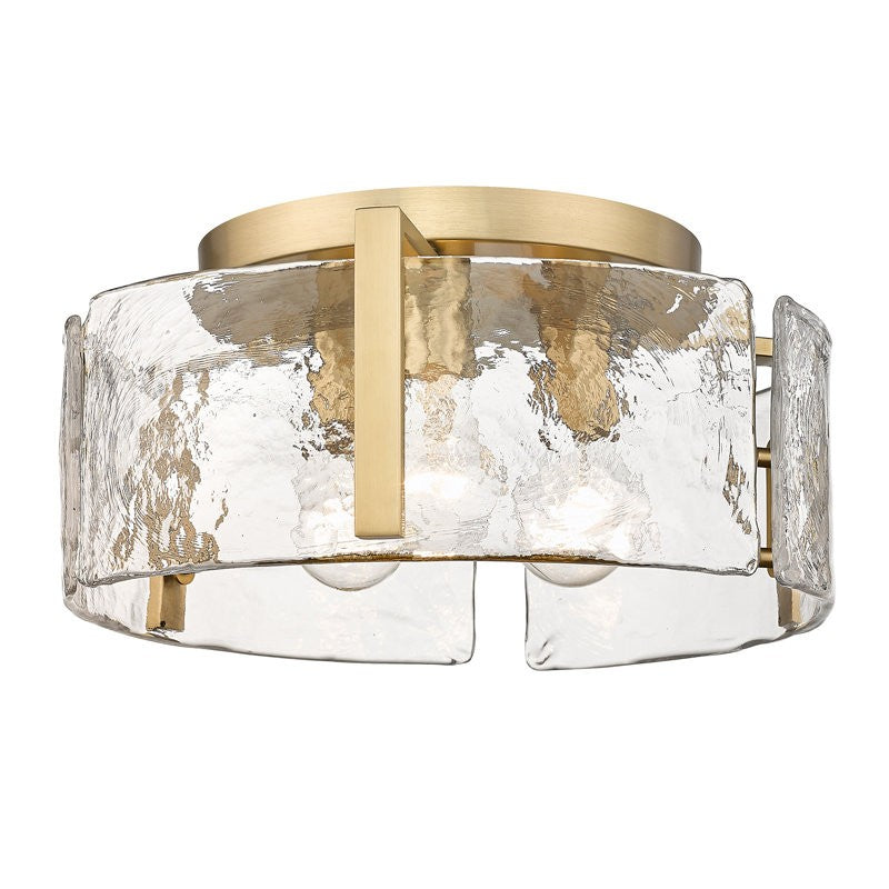 Ozu Modern Water Ripple Glass Drum Flush Mount Light