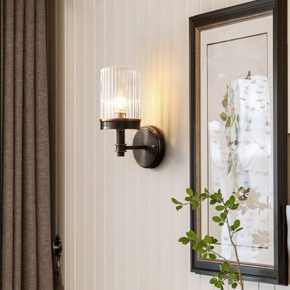Nicky Vintage Cylinder Transparent Glass Wall Light