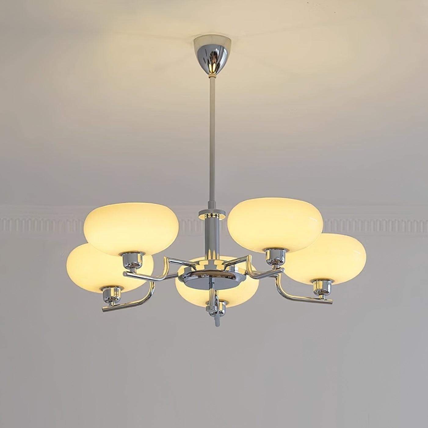 Shadella Modern Cream Glass Bauhaus Chandelier