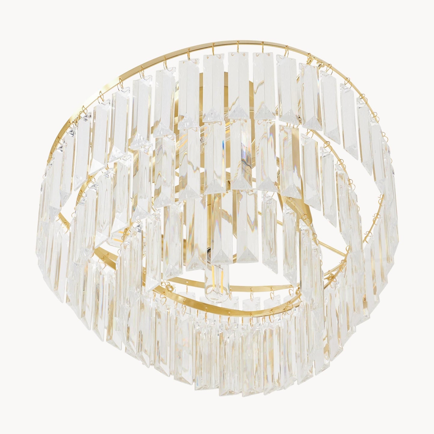 Deneuve Farmhouse Tiered Glass Brass Ceiling Light