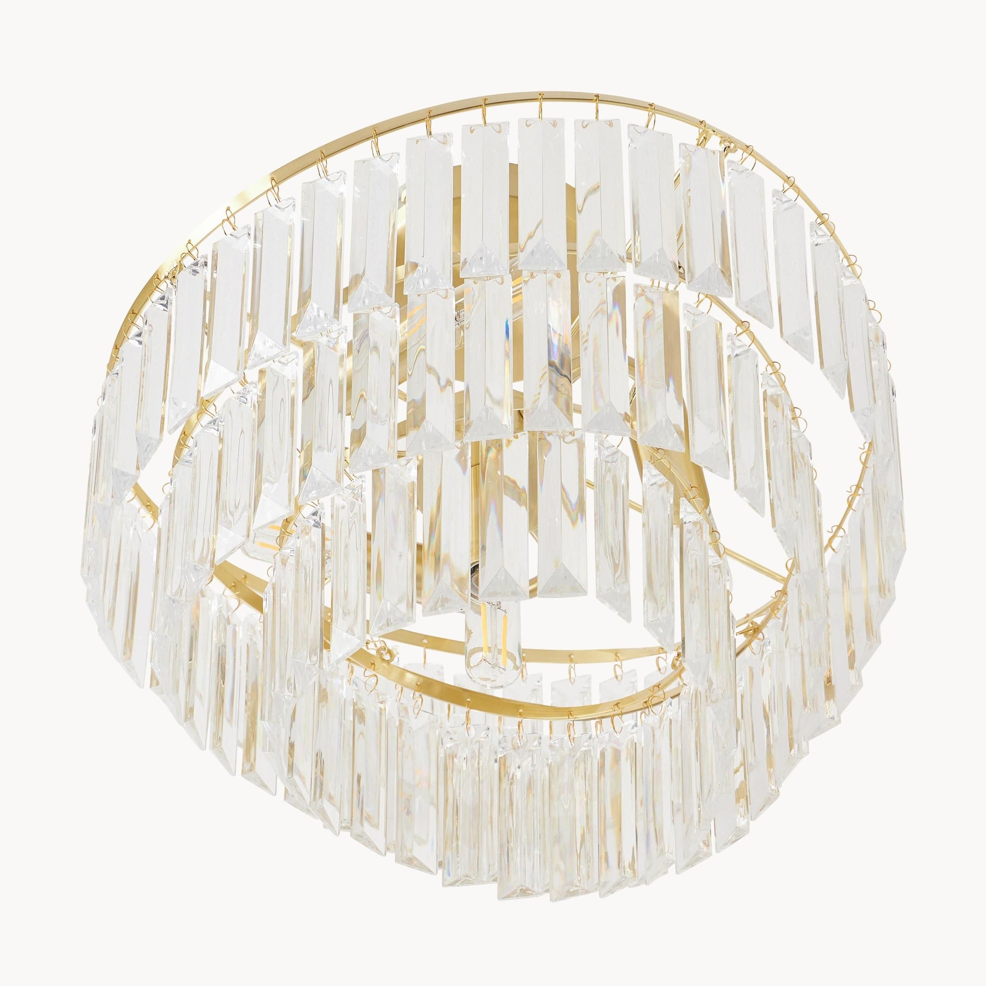 Deneuve Farmhouse Tiered Glass Brass Ceiling Light