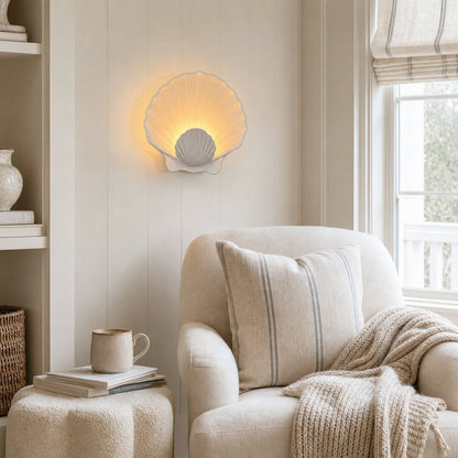 Kristian French Vintage Ceramic Cream Shell Wall Sconce
